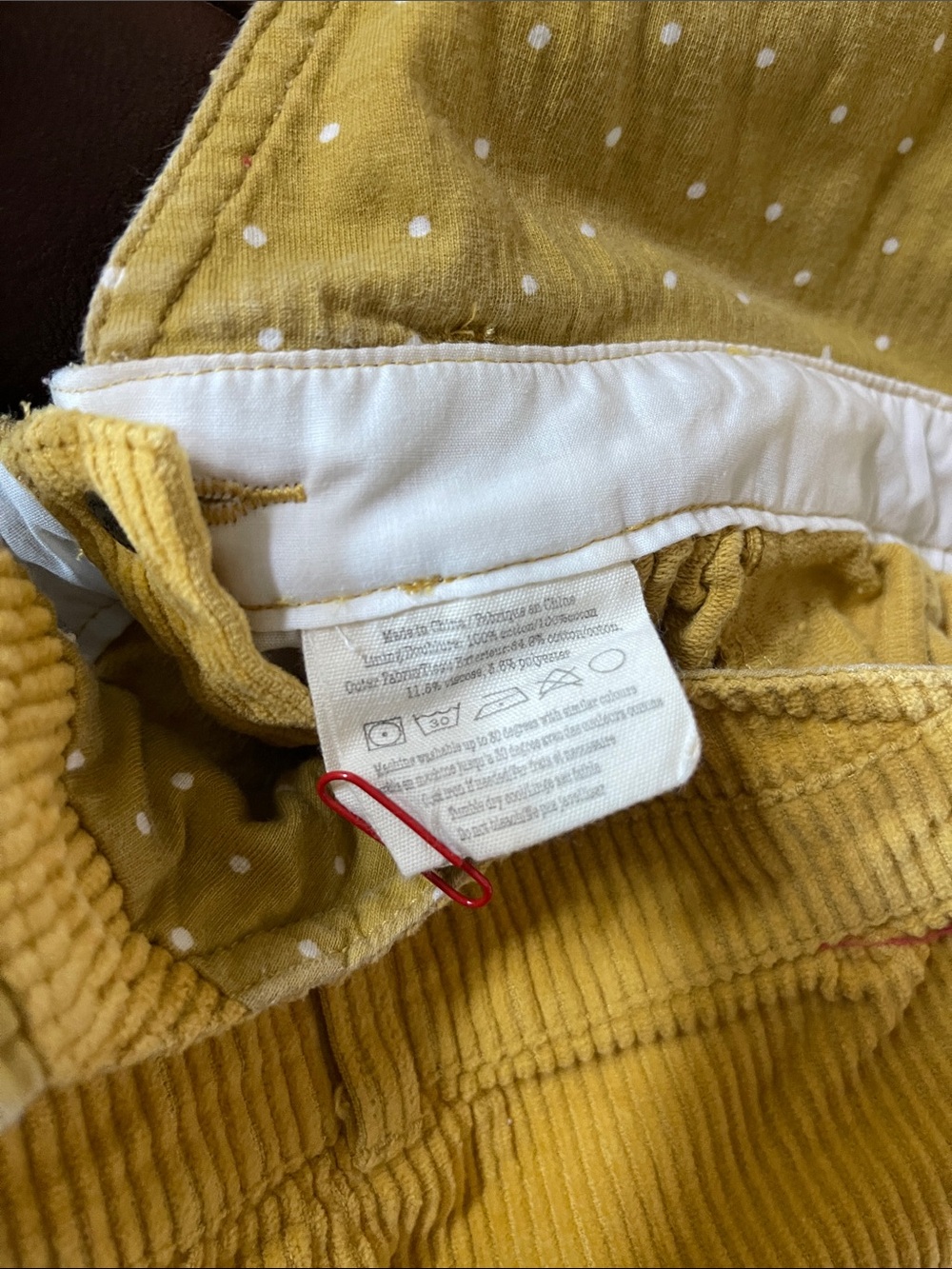 Girls' Dotty Dungarees Yellow Corduroy Pinafore Skirt - Picture 4 of 6